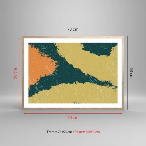 Plakat i ramme af lyst egetræ - Abstraktion - i slowmotion - 70x50 cm