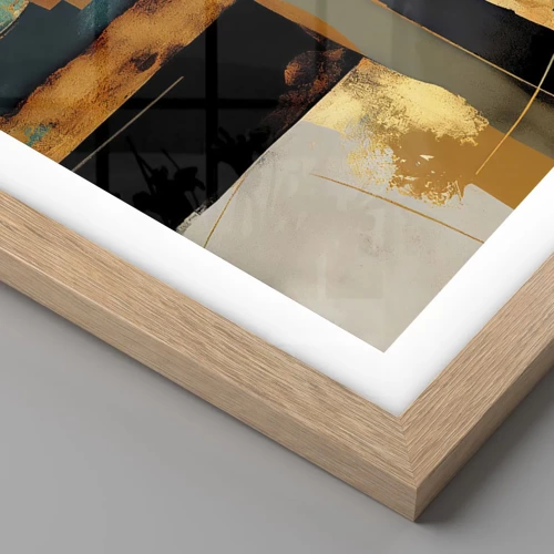 Plakat i ramme af lyst egetræ - Abstraktion - lys og skygge - 40x40 cm