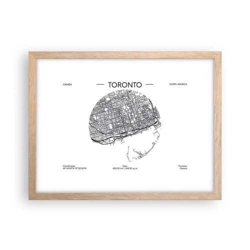 Plakat i ramme af lyst egetræ - Anatomi af Toronto - 40x30 cm