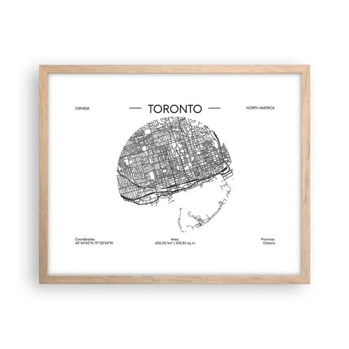 Plakat i ramme af lyst egetræ - Anatomi af Toronto - 50x40 cm