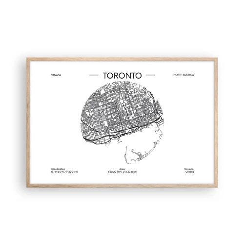 Plakat i ramme af lyst egetræ - Anatomi af Toronto - 91x61 cm