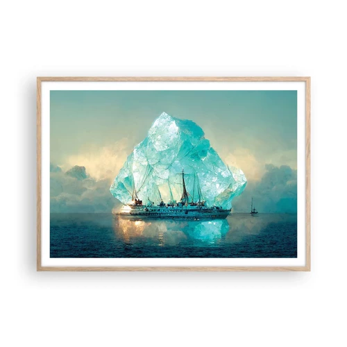 Plakat i ramme af lyst egetræ - Arktisk diamant - 100x70 cm