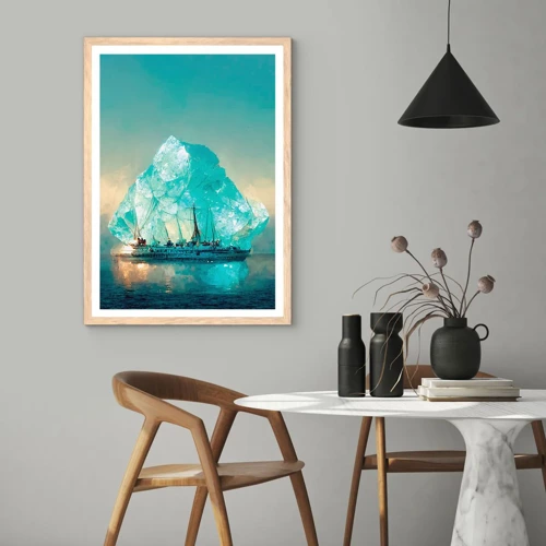 Plakat i ramme af lyst egetræ - Arktisk diamant - 30x40 cm