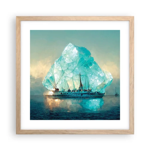 Plakat i ramme af lyst egetræ - Arktisk diamant - 40x40 cm