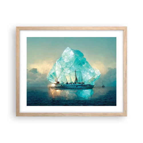 Plakat i ramme af lyst egetræ - Arktisk diamant - 50x40 cm