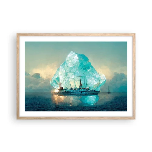 Plakat i ramme af lyst egetræ - Arktisk diamant - 70x50 cm