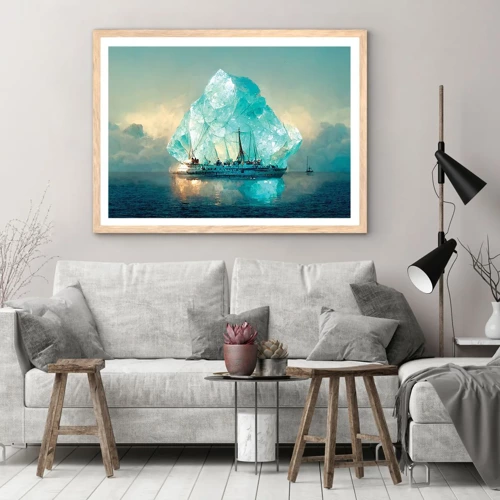 Plakat i ramme af lyst egetræ - Arktisk diamant - 91x61 cm