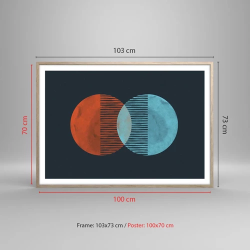 Plakat i ramme af lyst egetræ - Astronomisk fantasi - 100x70 cm