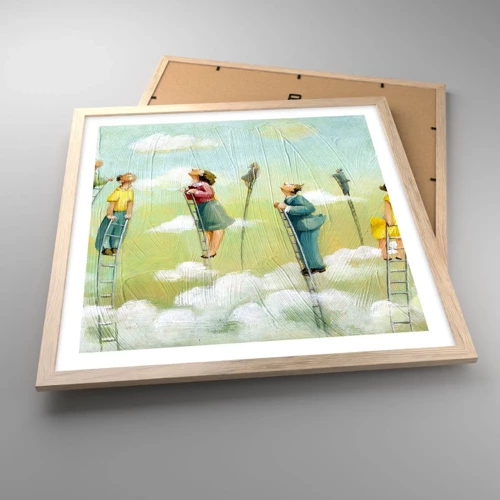 Plakat i ramme af lyst egetræ - Bag din drøm - 50x50 cm