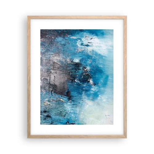 Plakat i ramme af lyst egetræ - Blå rapsodi - 40x50 cm