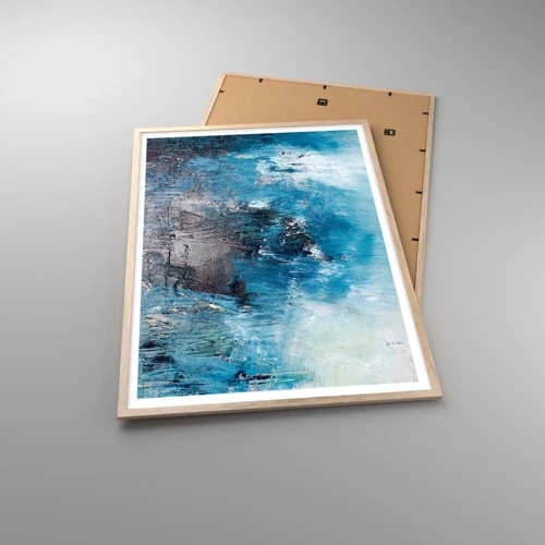 Plakat i ramme af lyst egetræ - Blå rapsodi - 70x100 cm