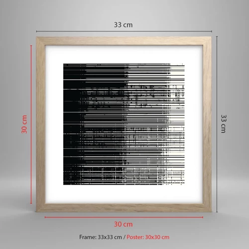 Plakat i ramme af lyst egetræ - Bølger og vibrationer - 30x30 cm