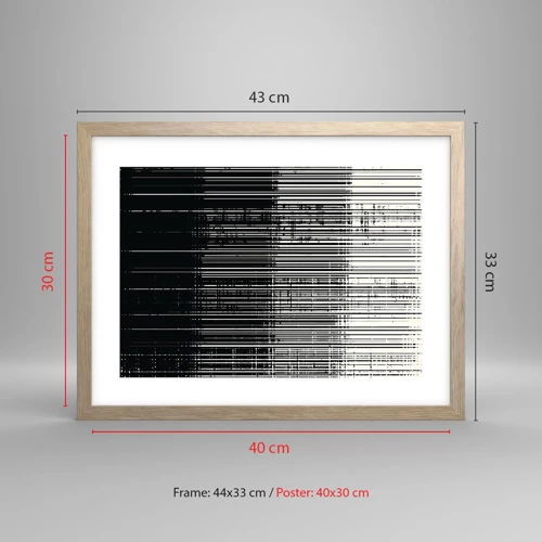 Plakat i ramme af lyst egetræ - Bølger og vibrationer - 40x30 cm