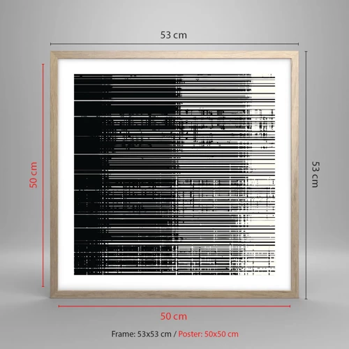 Plakat i ramme af lyst egetræ - Bølger og vibrationer - 50x50 cm