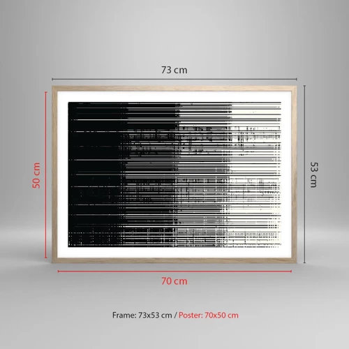 Plakat i ramme af lyst egetræ - Bølger og vibrationer - 70x50 cm