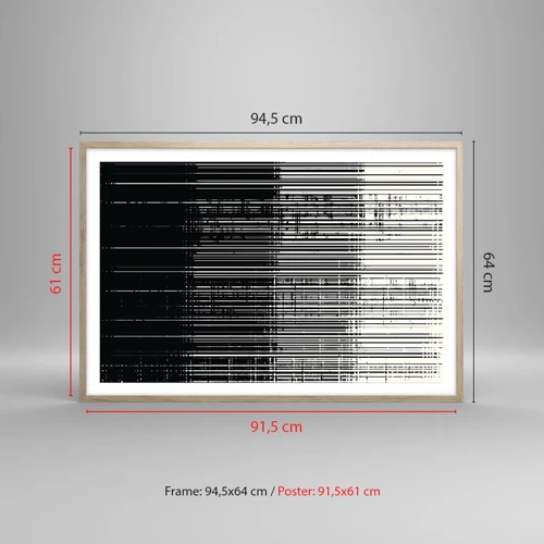 Plakat i ramme af lyst egetræ - Bølger og vibrationer - 91x61 cm