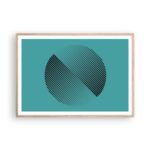 Plakat i ramme af lyst egetræ - Cirklen - en geometrisk variation - 100x70 cm