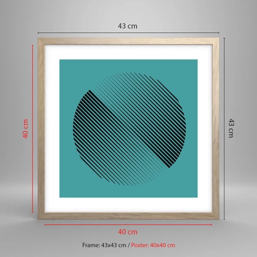 Plakat i ramme af lyst egetræ - Cirklen - en geometrisk variation - 40x40 cm