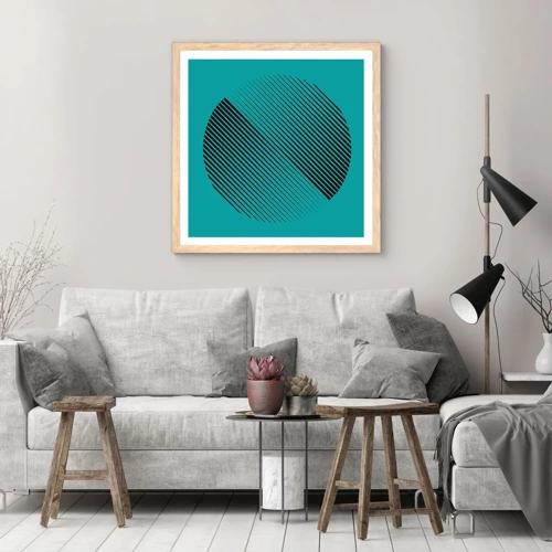 Plakat i ramme af lyst egetræ - Cirklen - en geometrisk variation - 40x40 cm