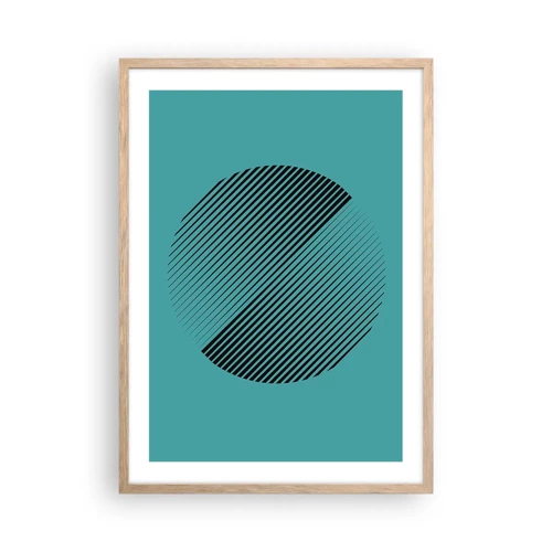 Plakat i ramme af lyst egetræ - Cirklen - en geometrisk variation - 50x70 cm