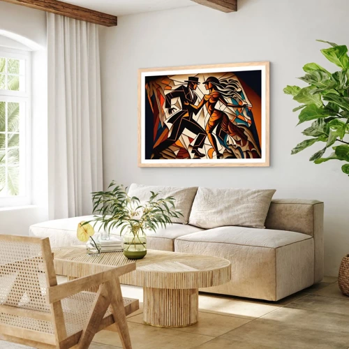 Plakat i ramme af lyst egetræ - Dans af lidenskab og passion - 40x30 cm