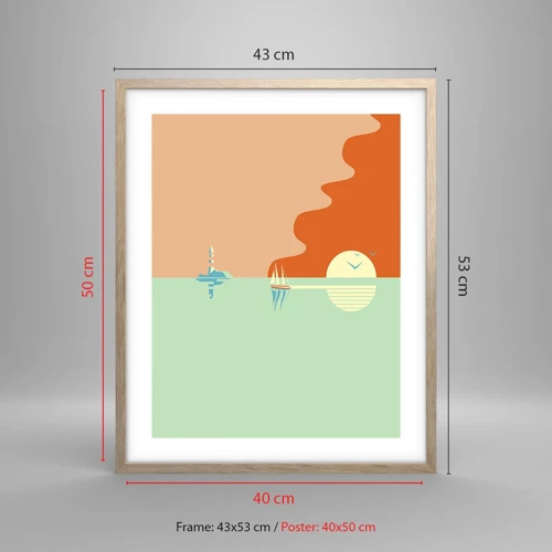 Plakat i ramme af lyst egetræ - Det perfekte havlandskab - 40x50 cm