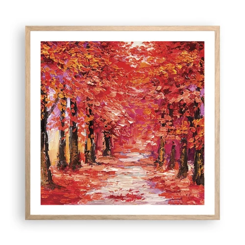 Plakat i ramme af lyst egetræ - Efterårets indtryk - 60x60 cm