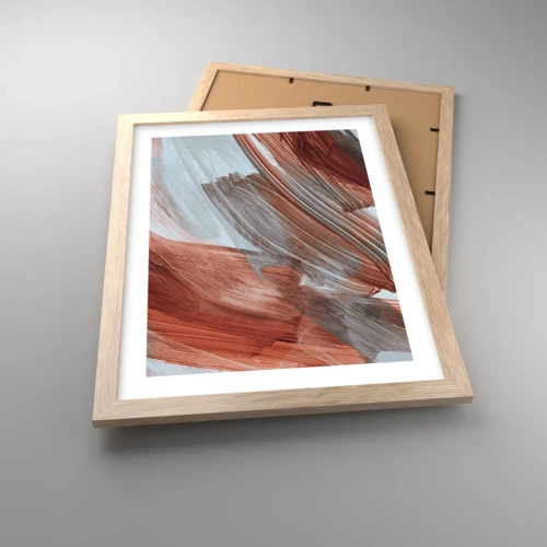 Plakat i ramme af lyst egetræ - Efterårsagtig og blæsende abstraktion - 30x40 cm
