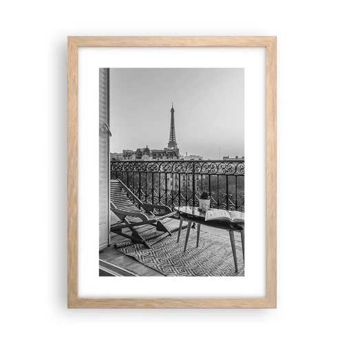 Plakat i ramme af lyst egetræ - Eftermiddag i Paris - 30x40 cm