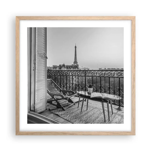 Plakat i ramme af lyst egetræ - Eftermiddag i Paris - 50x50 cm