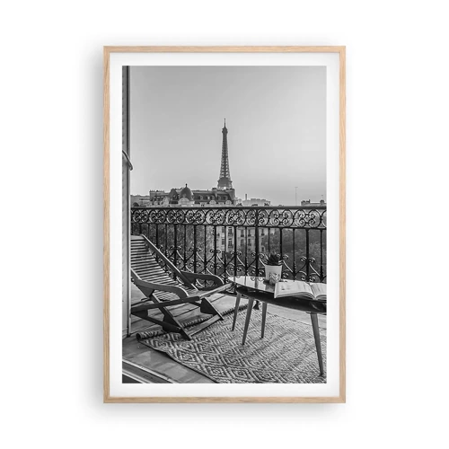 Plakat i ramme af lyst egetræ - Eftermiddag i Paris - 61x91 cm