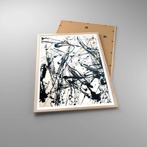Plakat i ramme af lyst egetræ - Ekspressionistisk abstraktion - 61x91 cm