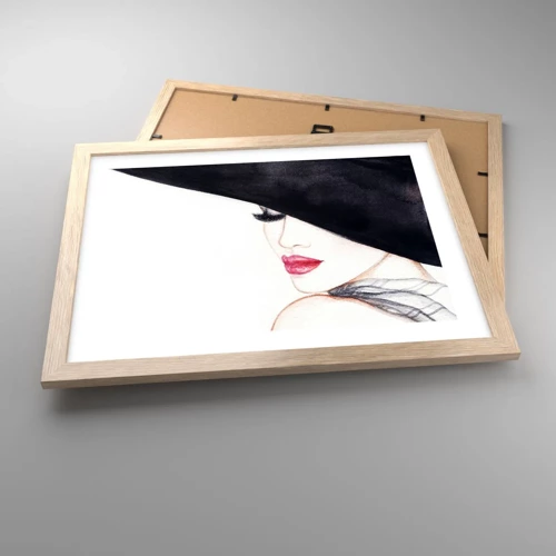 Plakat i ramme af lyst egetræ - Elegance og sensualitet - 40x30 cm