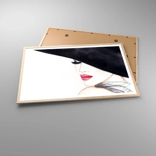 Plakat i ramme af lyst egetræ - Elegance og sensualitet - 91x61 cm