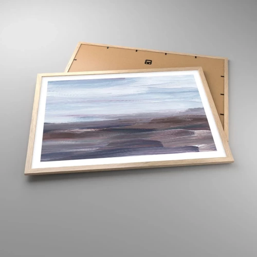 Plakat i ramme af lyst egetræ - Elementer: vand - 70x50 cm