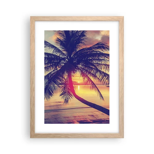 Plakat i ramme af lyst egetræ - En aften under palmerne - 30x40 cm
