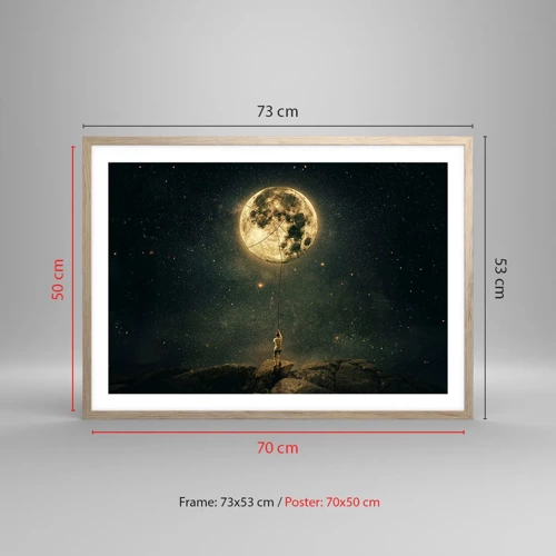 Plakat i ramme af lyst egetræ - En, der stjal månen - 70x50 cm