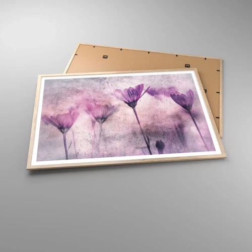 Plakat i ramme af lyst egetræ - En drøm af blomster - 100x70 cm