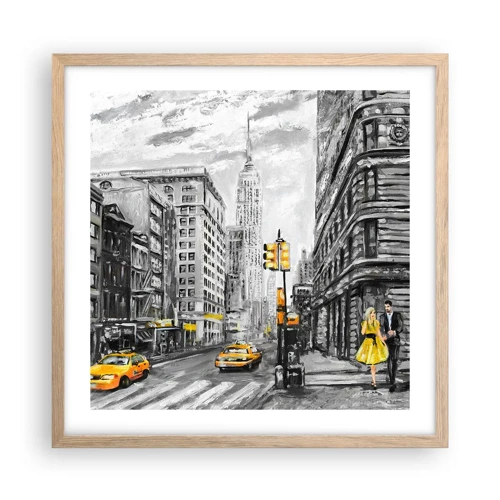 Plakat i ramme af lyst egetræ - En fortælling fra New York - 50x50 cm