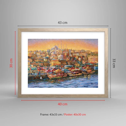 Plakat i ramme af lyst egetræ - En historie fra Istanbul - 40x30 cm