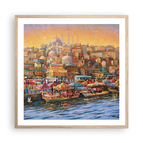 Plakat i ramme af lyst egetræ - En historie fra Istanbul - 60x60 cm