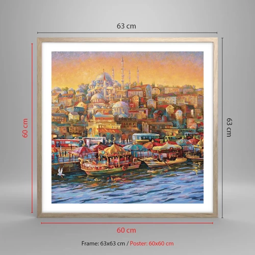 Plakat i ramme af lyst egetræ - En historie fra Istanbul - 60x60 cm