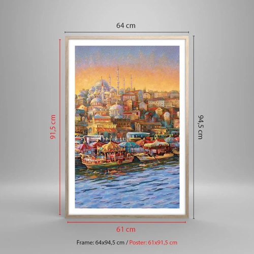 Plakat i ramme af lyst egetræ - En historie fra Istanbul - 61x91 cm