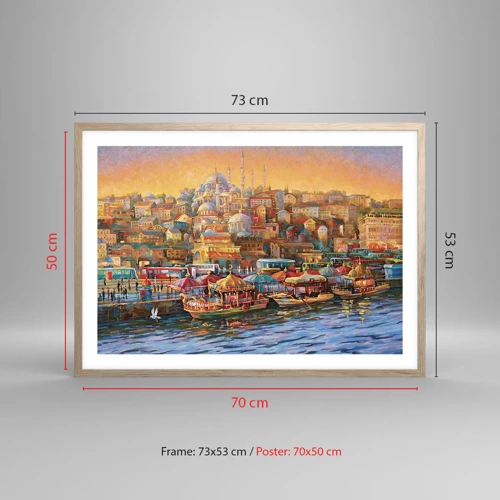 Plakat i ramme af lyst egetræ - En historie fra Istanbul - 70x50 cm