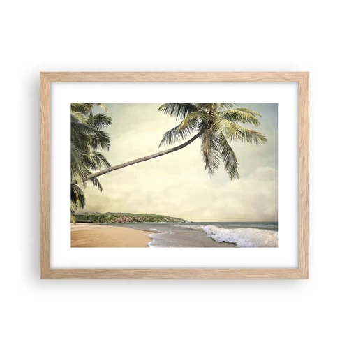 Plakat i ramme af lyst egetræ - En tropisk drøm - 40x30 cm