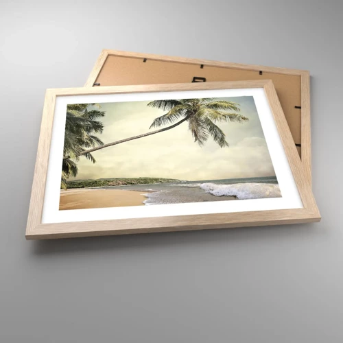 Plakat i ramme af lyst egetræ - En tropisk drøm - 40x30 cm