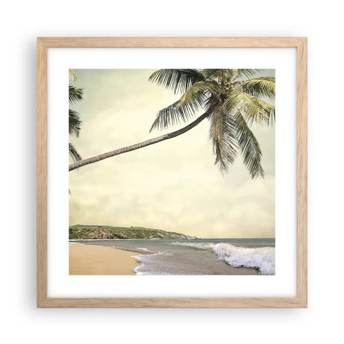 Plakat i ramme af lyst egetræ - En tropisk drøm - 40x40 cm