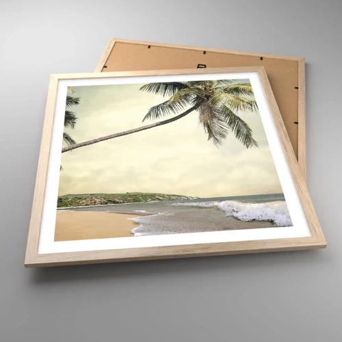 Plakat i ramme af lyst egetræ - En tropisk drøm - 50x50 cm