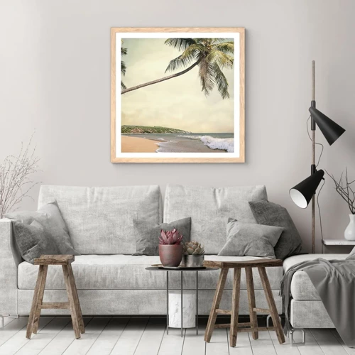 Plakat i ramme af lyst egetræ - En tropisk drøm - 60x60 cm