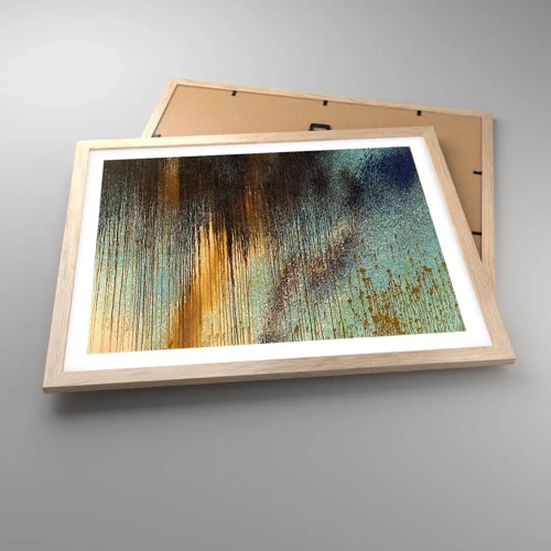Plakat i ramme af lyst egetræ - En utilsigtet farverig komposition - 50x40 cm